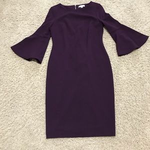 Calvin Klein Plum Dress with bell sleeve